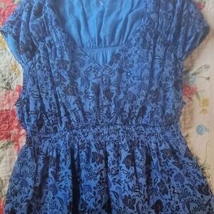 Old Navy Blue Floral Blouse